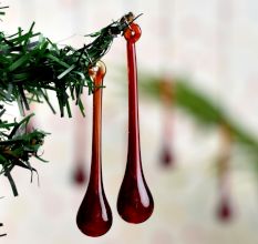 Amber Glass Chandelier Drop Ornaments - Christmas Tree Ornaments - Set of 20